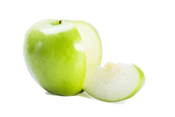 Sweet green apple on white background