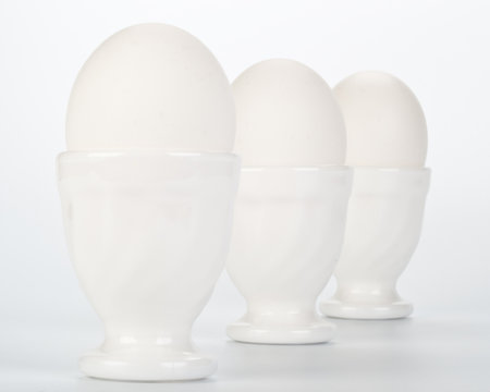 Three eggs in eggcups