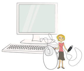 femme ordinateur informatique