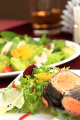 Rosemary roasted salmon served with asparagus