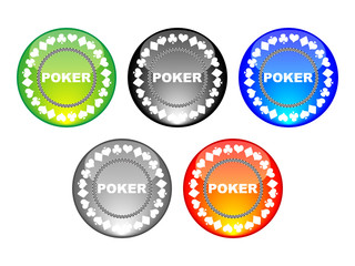 five poker chips vector illustration