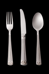 fork, knife and spoon