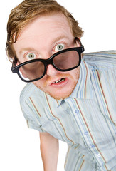 Isolated Shot of a Red Headed Geek