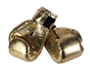 gold, bronze boxing-gloves on a white background. (isolated)