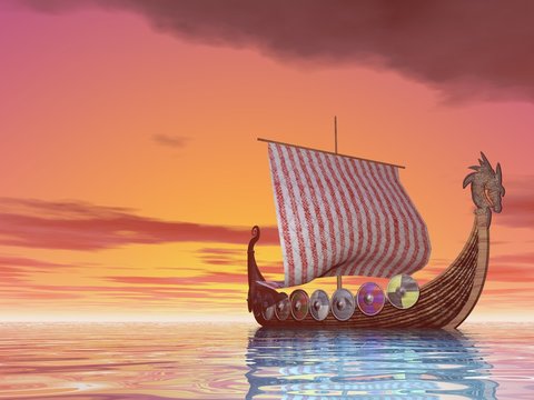 Viking Ship at Sea