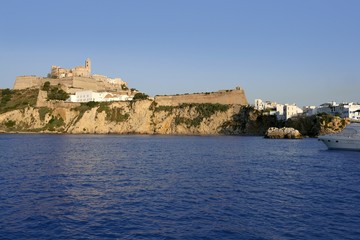 Fototapeta na wymiar Ibiza Balearic Mediterranean white island in Spain