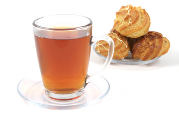 light black tea and cakes