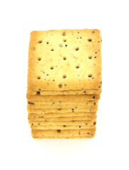 Square whole grain cracker stack