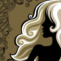 Closeup decorative vintage woman with beautiful hair