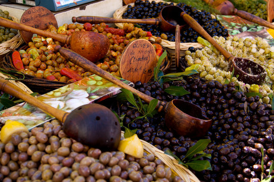Provencal Olives on a Market Stall