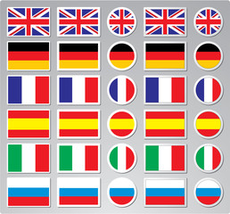 A set of vector flag buttons for web sites