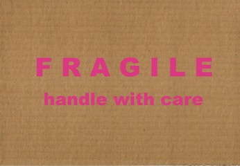 Cardboard, "FRAGILE, handle with care"