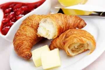 Fotobehang French breakfast with croissant and jam © StockphotoVideo