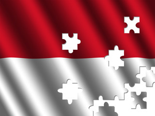 Fototapeta premium Indonesia rippled flag jigsaw