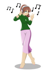 beautiful gal listening to music