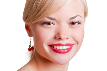 close-up portrait of smiley woman