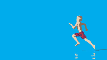 Fototapeta na wymiar illustration of young boy running