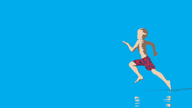 illustration of young boy running