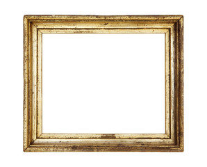 Vintage gold picture frame,worn and grungy, free picture space