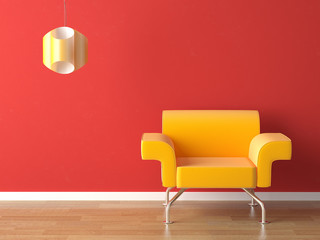 interior design yellow on red
