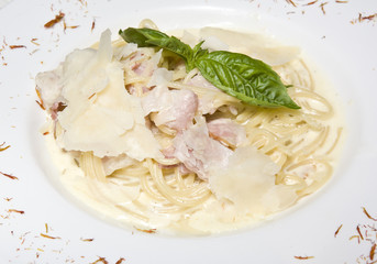 pasta with mussels salmon and cheese parmesan