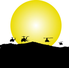 Fototapeta na wymiar helicopter in action illustration