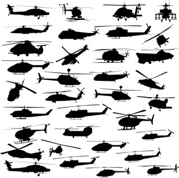 helicopter all vector silhouettes