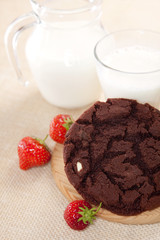 chocolate chip cookie with mila and srawberry