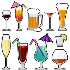 alcohol drink icon set