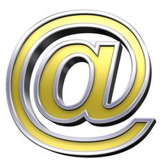 Fototapeta premium Mail sign from gold with chrome frame alphabet set