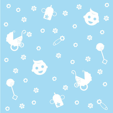 Seamless Blue Baby Pattern