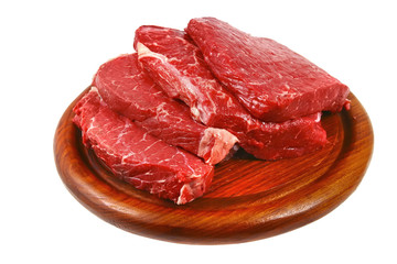raw steak over on plate