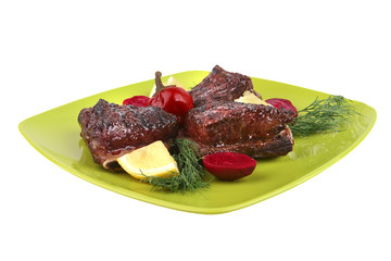 roast rib's on green dish