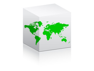 world map on white box vector illustration