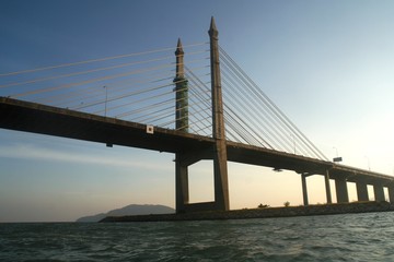 The penang bridge, longest in south east asia - obrazy, fototapety, plakaty
