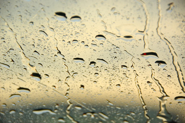 drops of water on the car glass