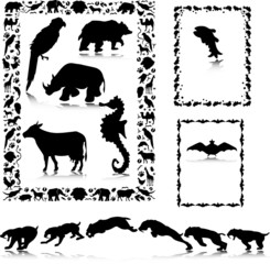 animal border vector silhouettes