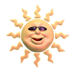Cartoon sun shining with glasses