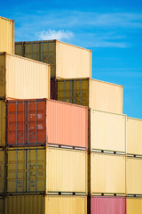 cargo freight containers stack in harbor