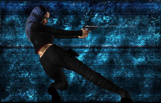 Sci Fi Woman With A Gun