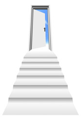 HIGH RESOLUTION 3D opened door with a stair