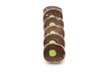 Almond coco rod slices lined
