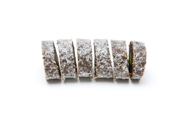 Almond coco rod slices vertical line
