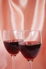 Fotobehang Two glasses with red wine © eAlisa