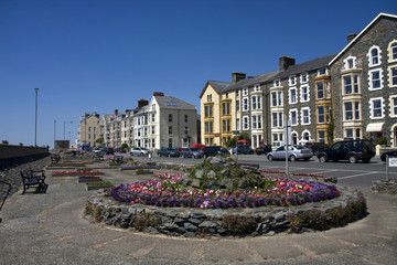 Barmouth Seafront with flower beds in bloom