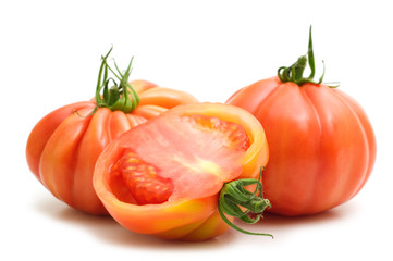 slice tomato on white background