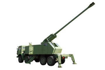 long range self-propelled howitzer isolated