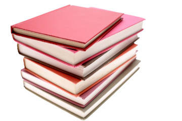 Pile of books isolated on white background