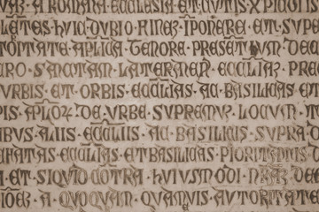 Medieval latin catholic inscription old texture