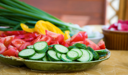Fresh vegetables prepared for salad
